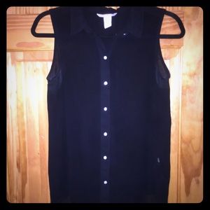 H&M Sheer Black Button Down blouse